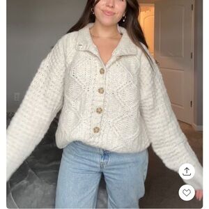 AMERICAN EAGLE Chunky Knit 3/4 Button Oversized Sweater NWOT